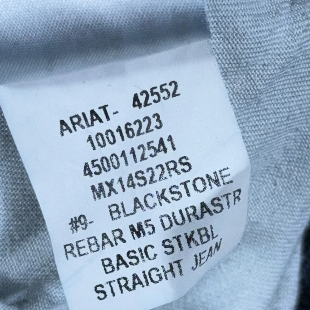Ariat Rebar M5 Durastretch Straight Leg Jeans Mens 35x31 Blackstone 10016223